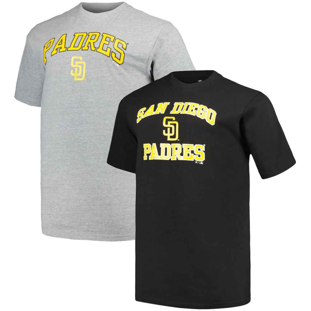 San Diego Padres Profile Big & Tall T-Shirt Combo Pack - Black/Heather Gray T-shirts