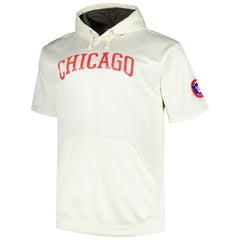 Chicago Cubs Profile Big & Tall Contrast Short Sleeve Pullover Hoodie - Oatmeal Hoodies