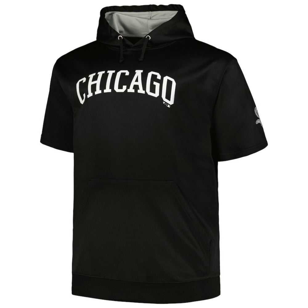 Chicago White Sox Profile Big & Tall Contrast Short Sleeve Pullover Hoodie - Black Hoodies