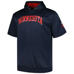 Minnesota Twins Profile Big & Tall Contrast Short Sleeve Pullover Hoodie - Navy Hoodies