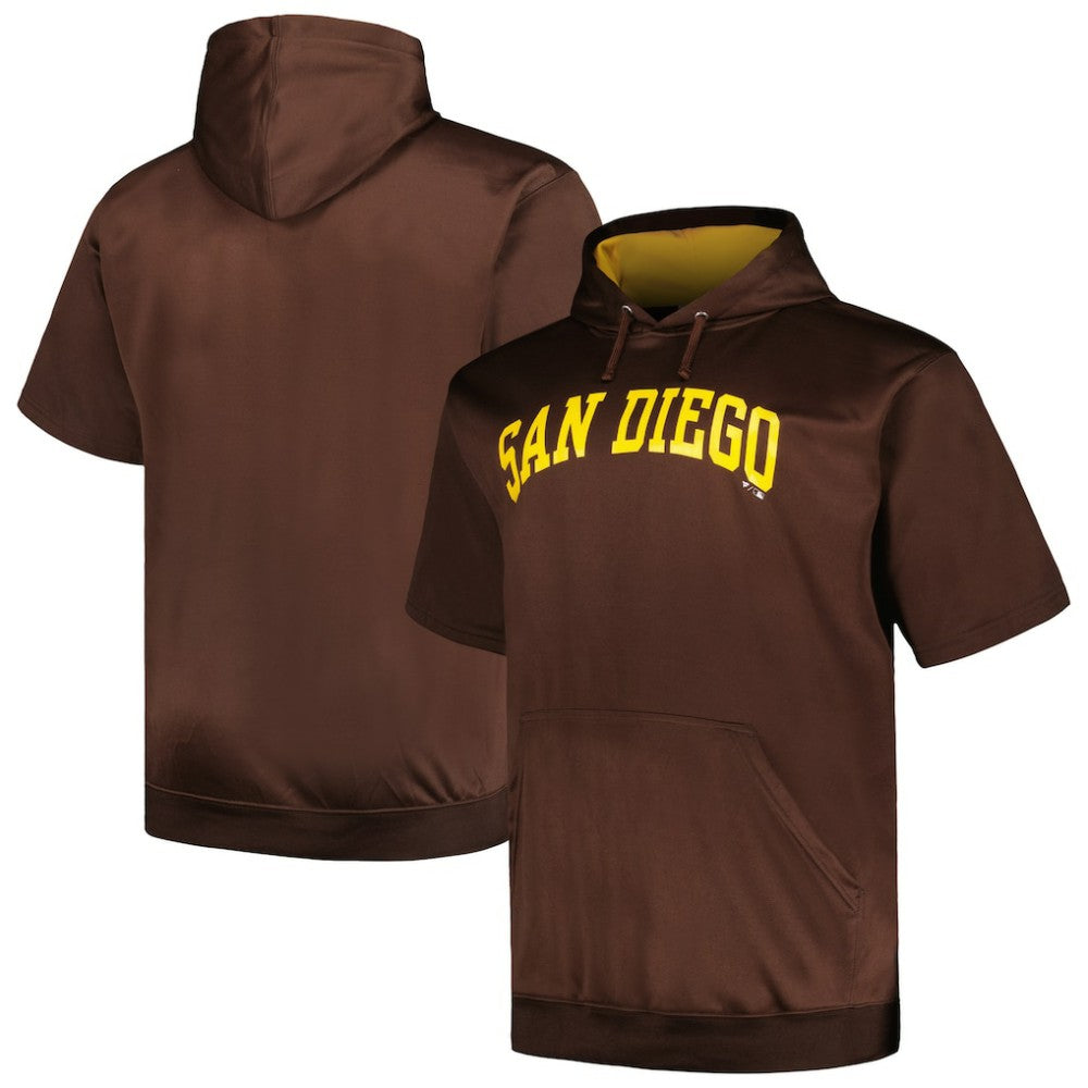 San Diego Padres Profile Big & Tall Contrast Short Sleeve Pullover Hoodie - Brown Hoodies