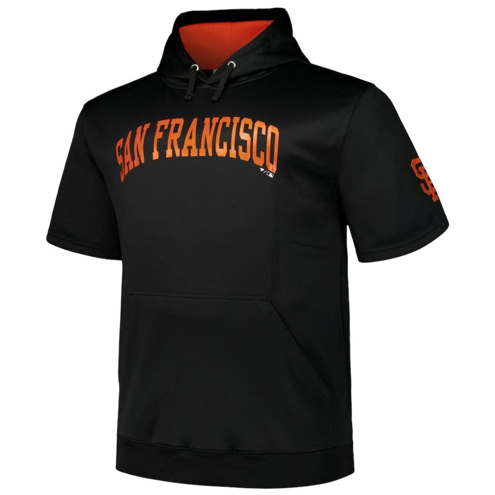 San Francisco Giants Profile Big & Tall Contrast Short Sleeve Pullover Hoodie - Black Hoodies