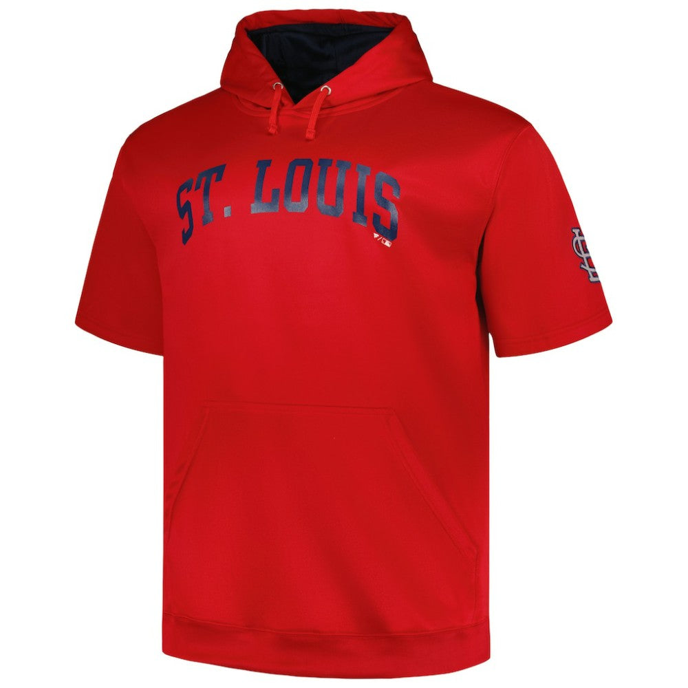 St. Louis Cardinals Profile Big & Tall Contrast Short Sleeve Pullover Hoodie - Red Hoodies