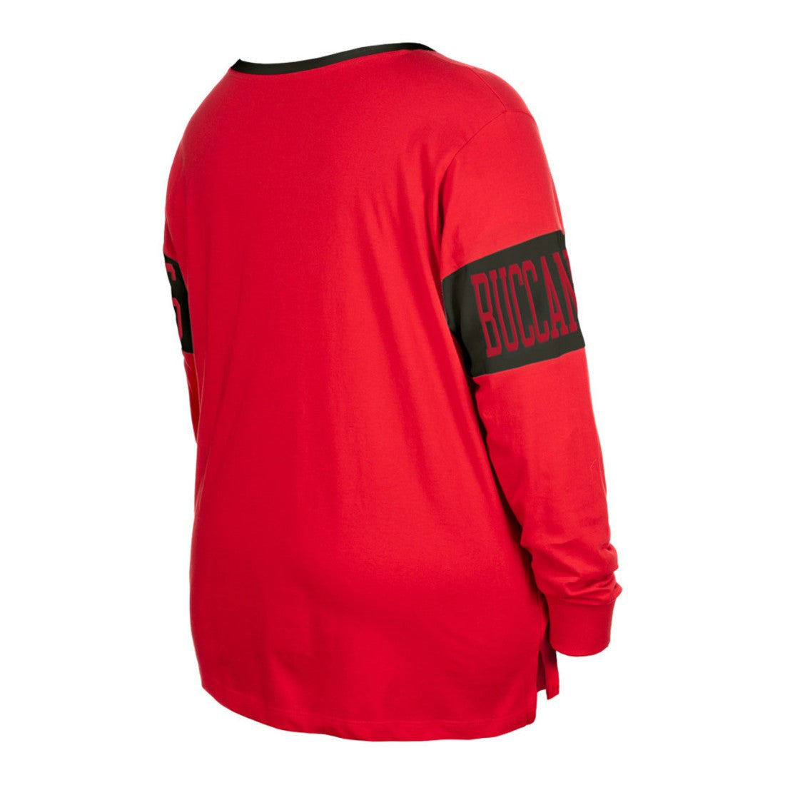 Tampa Bay Buccaneers New Era Women's Plus Size Lace-Up Notch Neck Long Sleeve T-Shirt Red