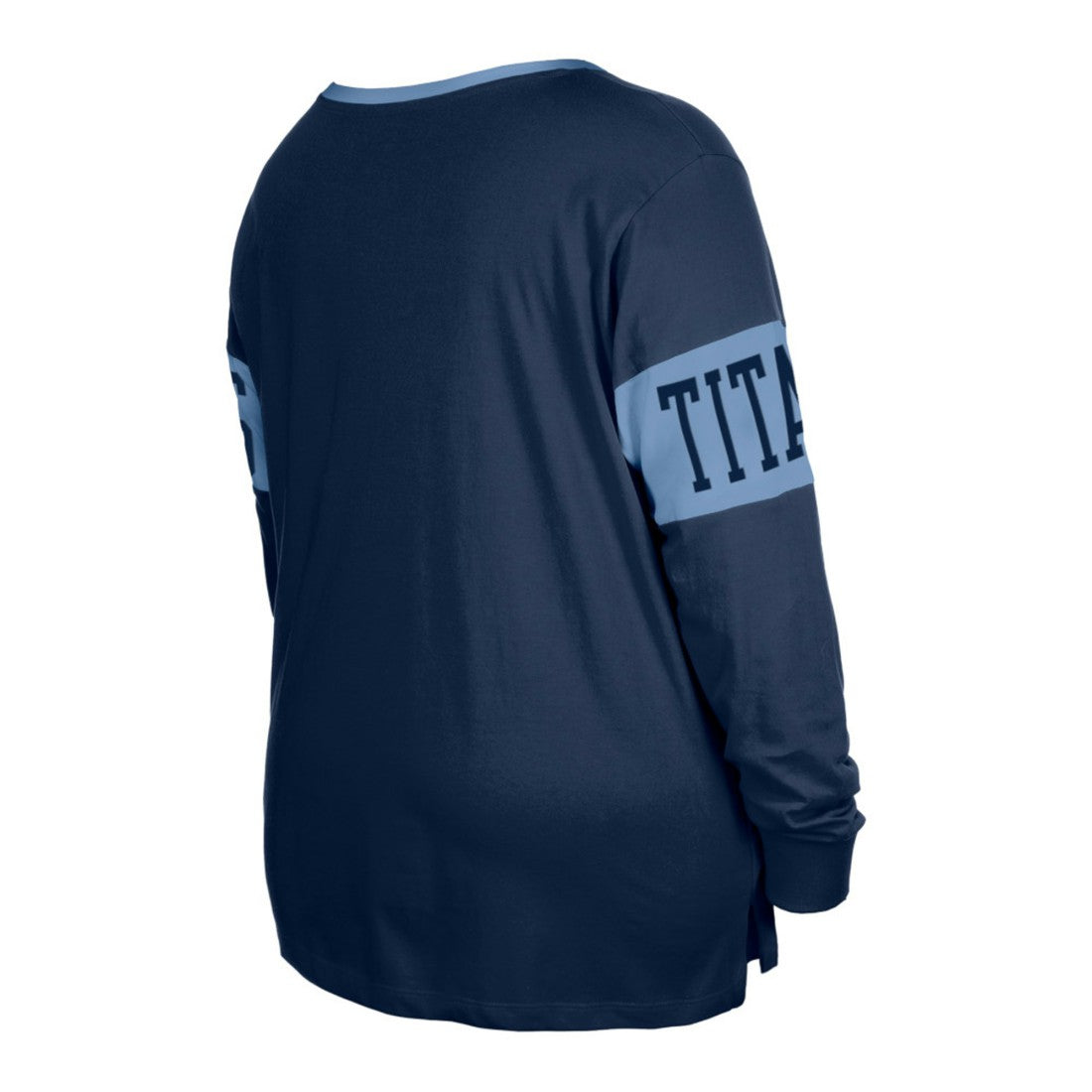 Tennessee Titans New Era Women's Plus Size Lace-Up Notch Neck Long Sleeve T-Shirt Navy