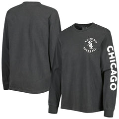 Chicago White Sox Soft as a Grape Women's Team Pigment Dye Long Sleeve T-Shirt - Black T-shirts