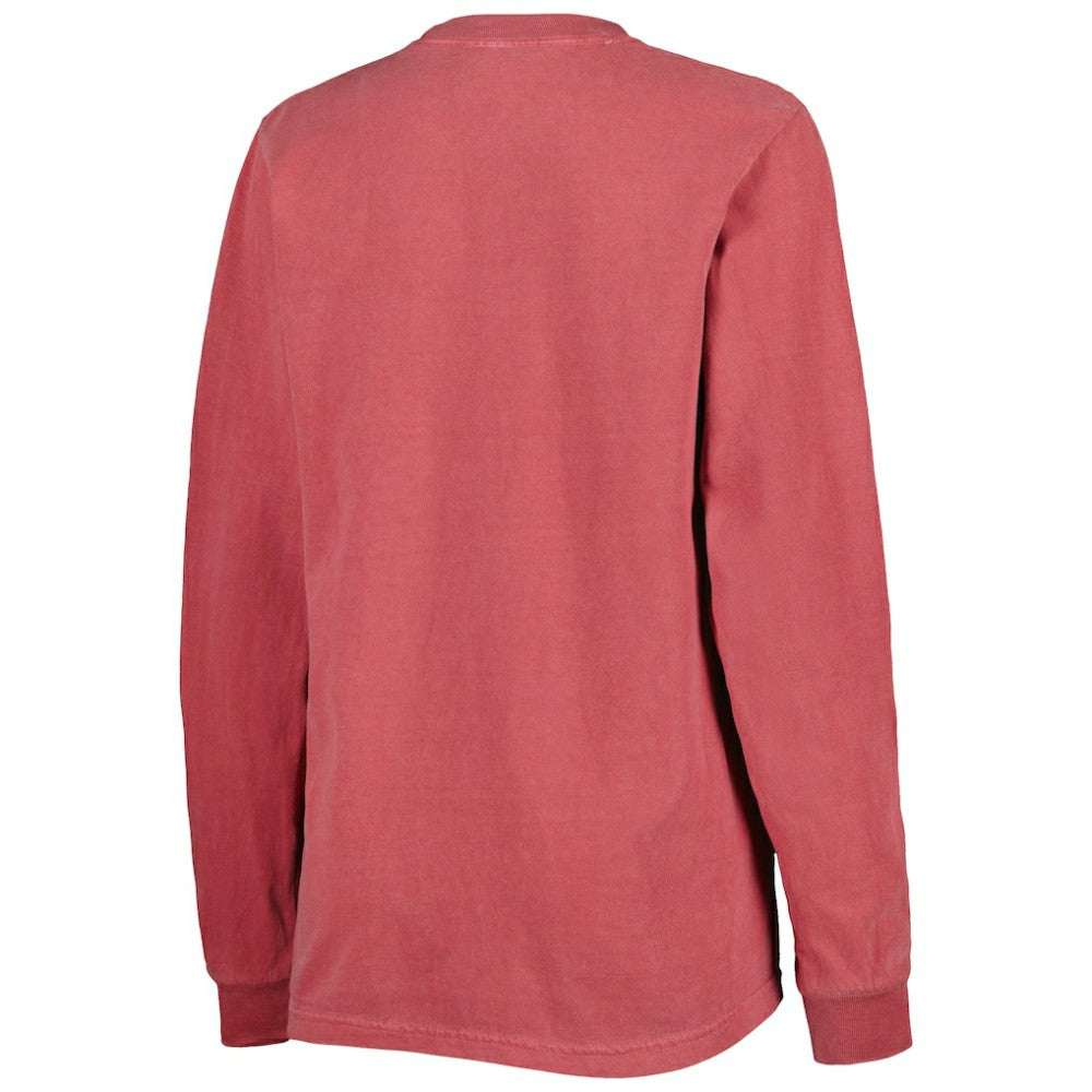 Washington Nationals Soft as a Grape Women's Team Pigment Dye Long Sleeve T-Shirt - Red T-shirts