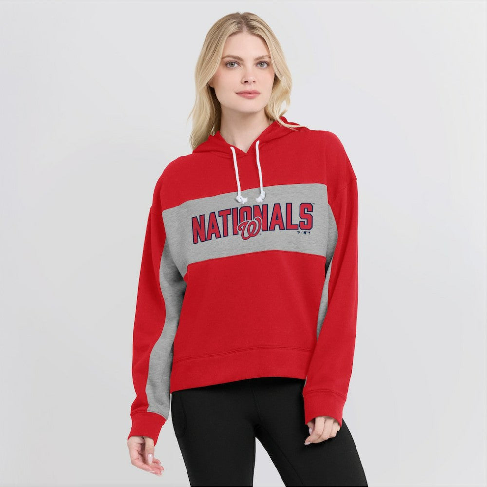Washington Nationals Fanatics Women's Filled Stat Sheet Pullover Hoodie - Red Hoodies