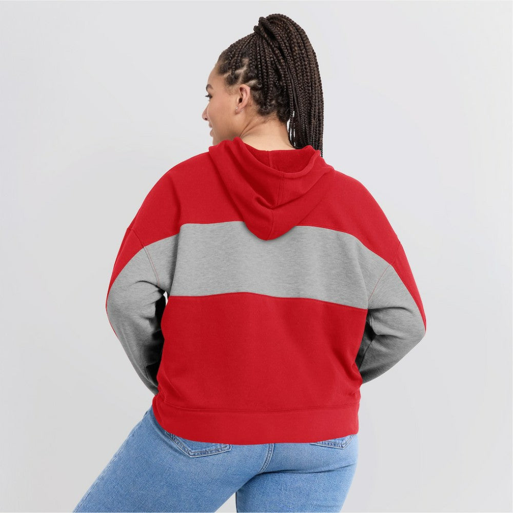 Washington Nationals Fanatics Women's Filled Stat Sheet Pullover Hoodie - Red Hoodies