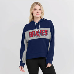 Atlanta Braves Fanatics Women's Filled Stat Sheet Pullover Hoodie - Navy Hoodies