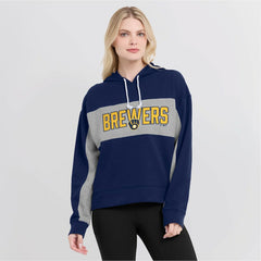 Milwaukee Brewers Fanatics Women's Filled Stat Sheet Pullover Hoodie - Navy Hoodies