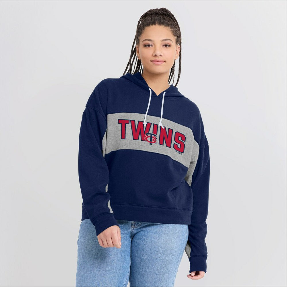 Minnesota Twins Fanatics Women's Filled Stat Sheet Pullover Hoodie - Navy Hoodies
