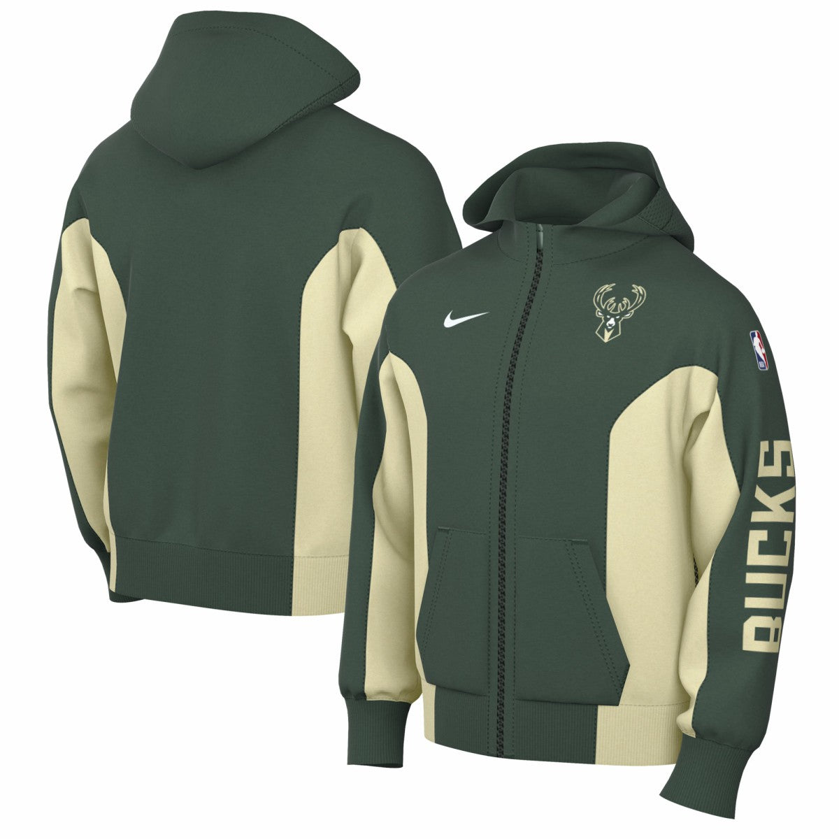 Milwaukee Bucks 2023/24 Authentic Showtime Full-Zip Hoodie Hunter Green