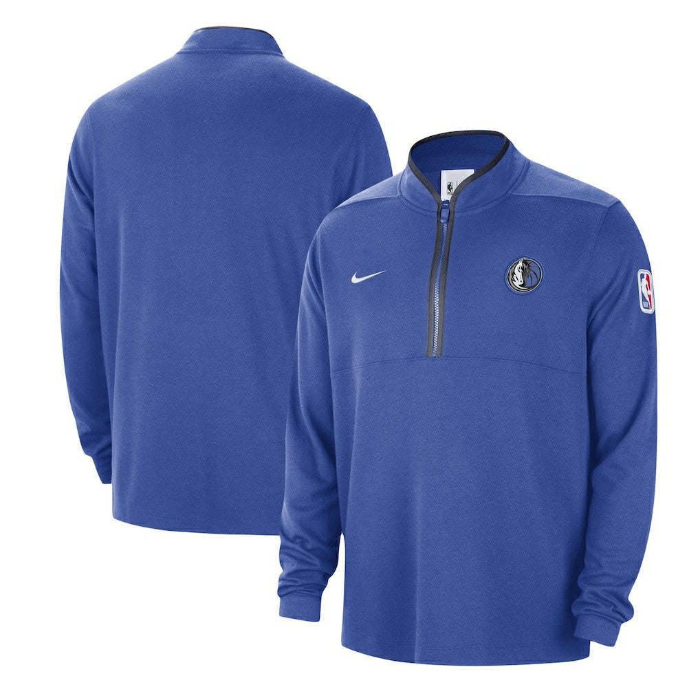 Dallas Mavericks Authentic Performance Half-Zip Jacket Blue