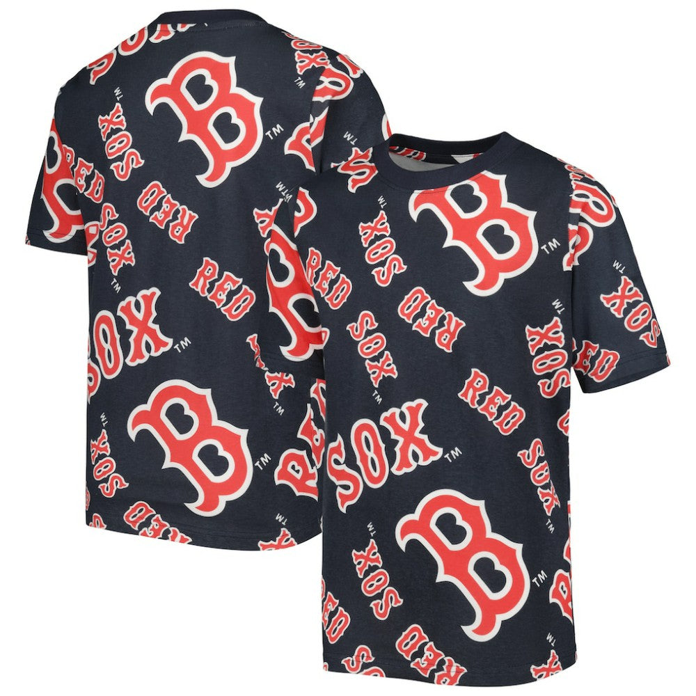 Boston Red Sox Stitches Youth Allover Team T-Shirt - Navy T-shirts