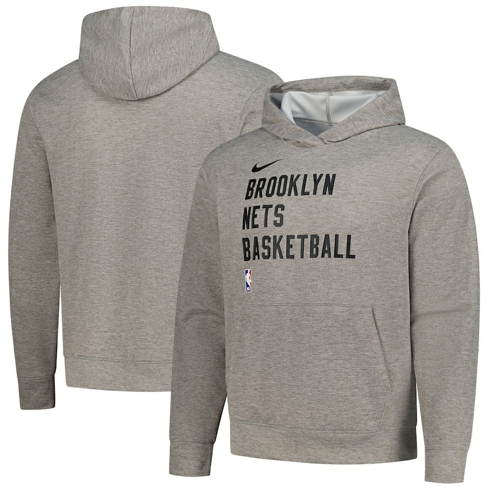 Brooklyn Nets Unisex 2023/24 Performance Spotlight On-Court Practice Pullover Hoodie Heather Gray