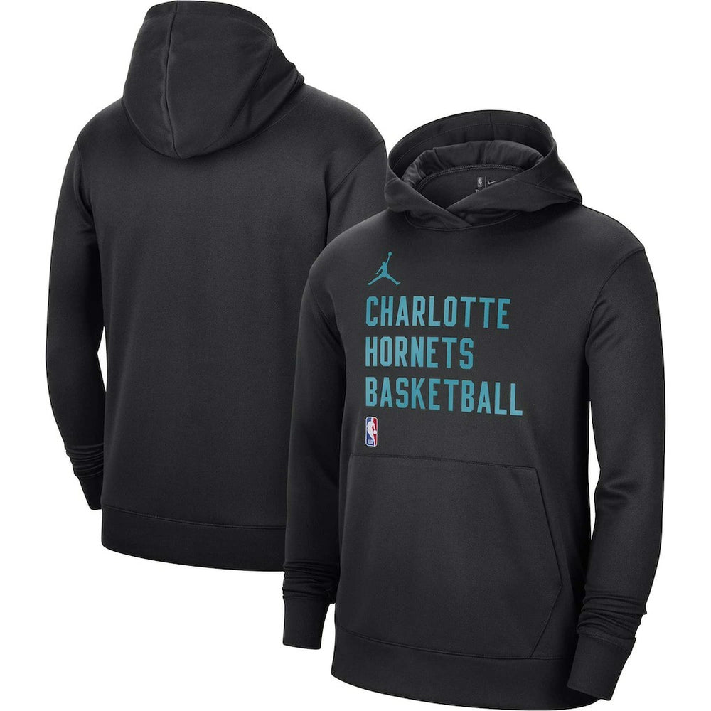 Charlotte Hornets Jordan Brand Unisex 2023/24 Performance Spotlight On-Court Practice Pullover Hoodie Black