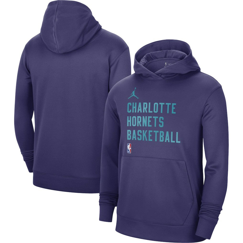 Charlotte Hornets Jordan Brand Unisex 2023/24 Performance Spotlight On-Court Practice Pullover Hoodie Purple