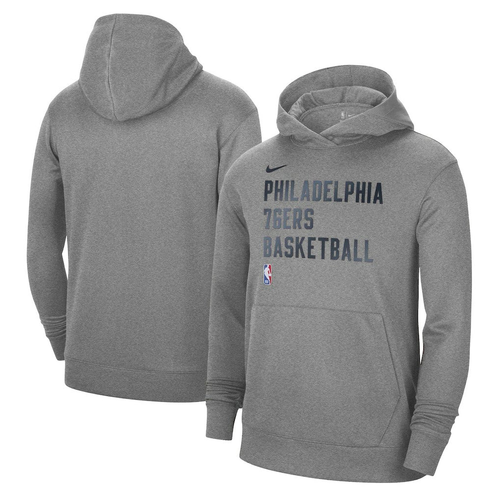 Philadelphia 76ers Unisex 2023/24 Performance Spotlight On-Court Practice Pullover Hoodie Heather Gray