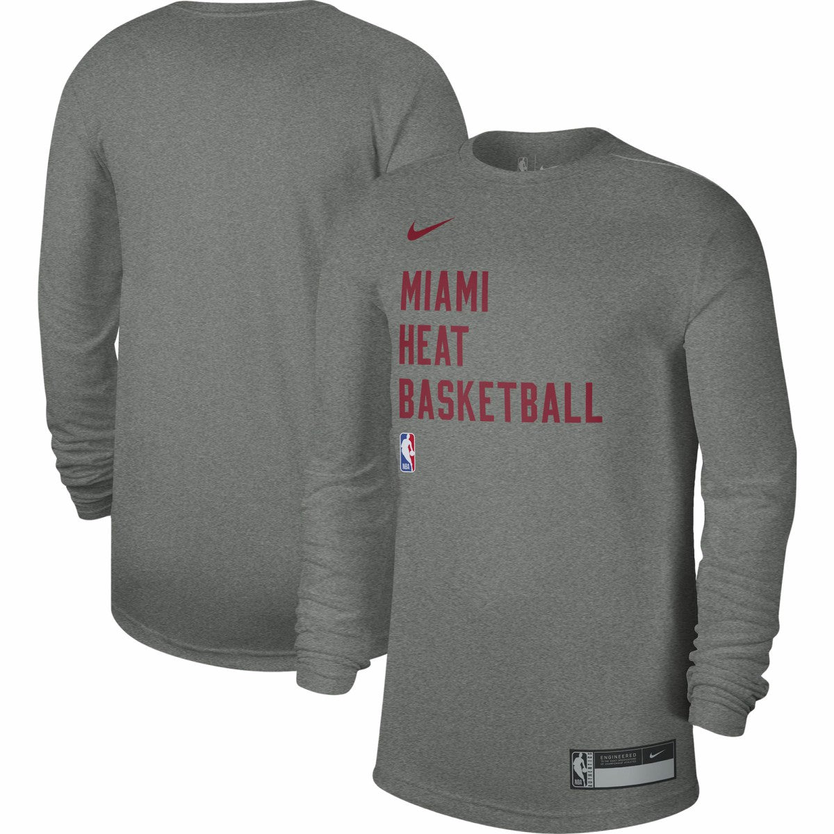 Miami Heat Unisex 2023/24 Legend On-Court Practice Long Sleeve T-Shirt Heather Gray