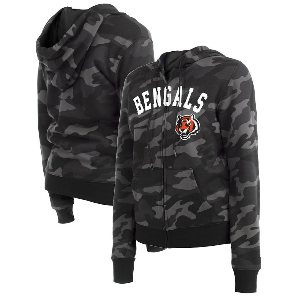 Cincinnati Bengals New Era Women's Camo Full-Zip Hoodie Black