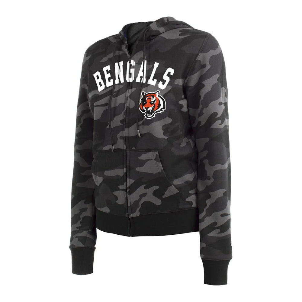 Cincinnati Bengals New Era Women's Camo Full-Zip Hoodie Black