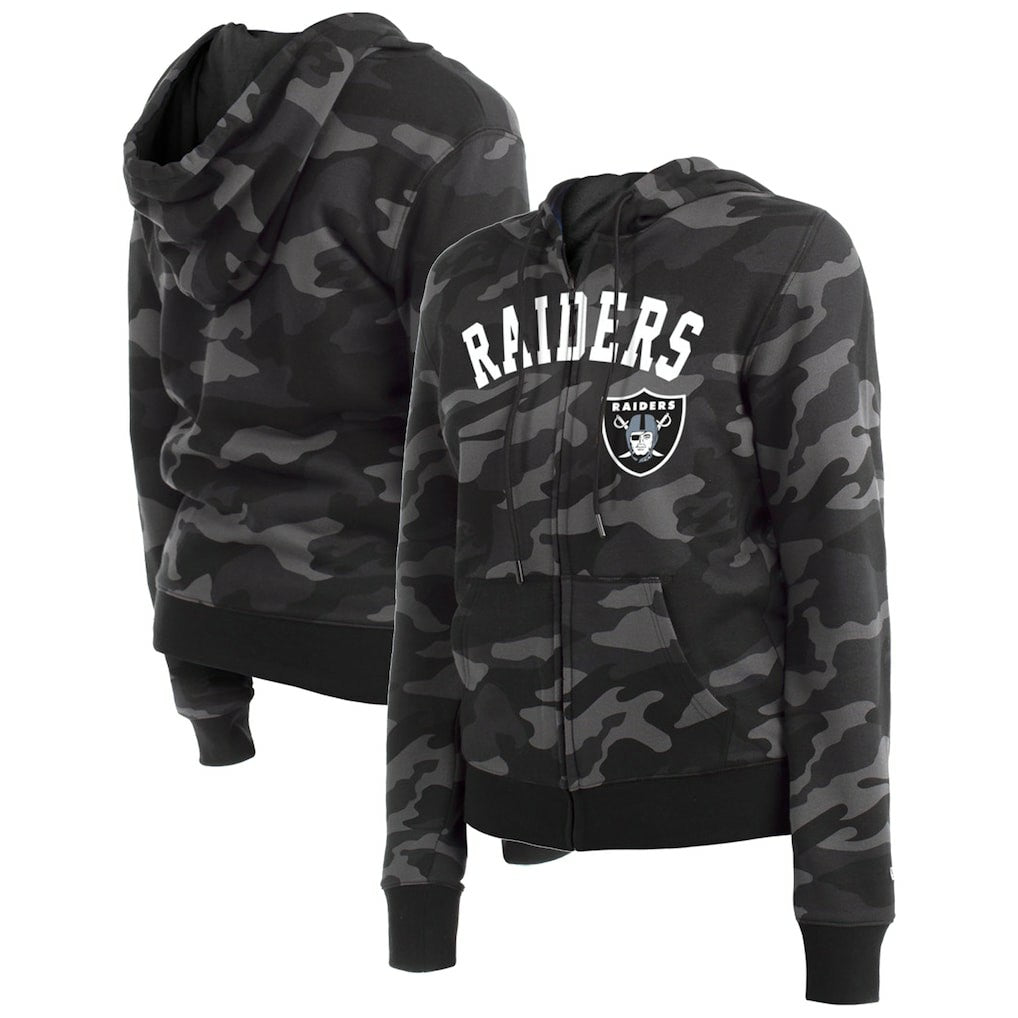 Las Vegas Raiders New Era Women's Camo Full-Zip Hoodie Black