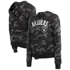 Las Vegas Raiders New Era Women's Camo Full-Zip Hoodie Black