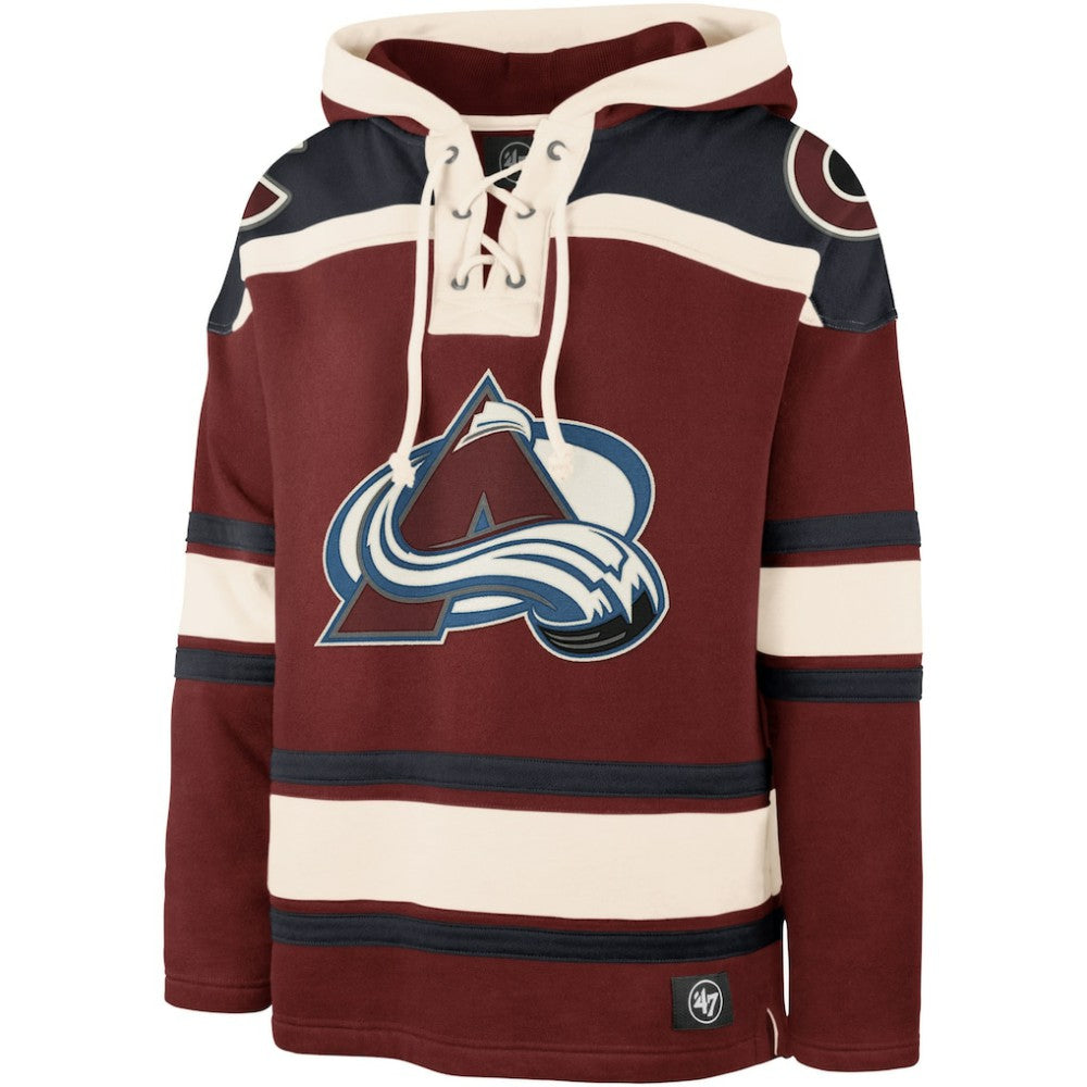 NHL Cale Makar Colorado Avalanche '47 Player Name & Number Lacer Pullover Hoodie - Burgundy