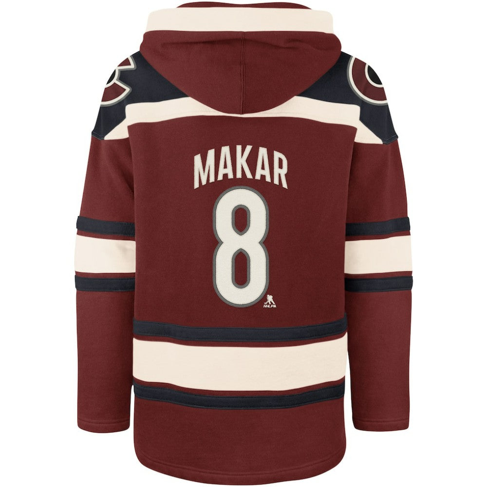 NHL Cale Makar Colorado Avalanche '47 Player Name & Number Lacer Pullover Hoodie - Burgundy