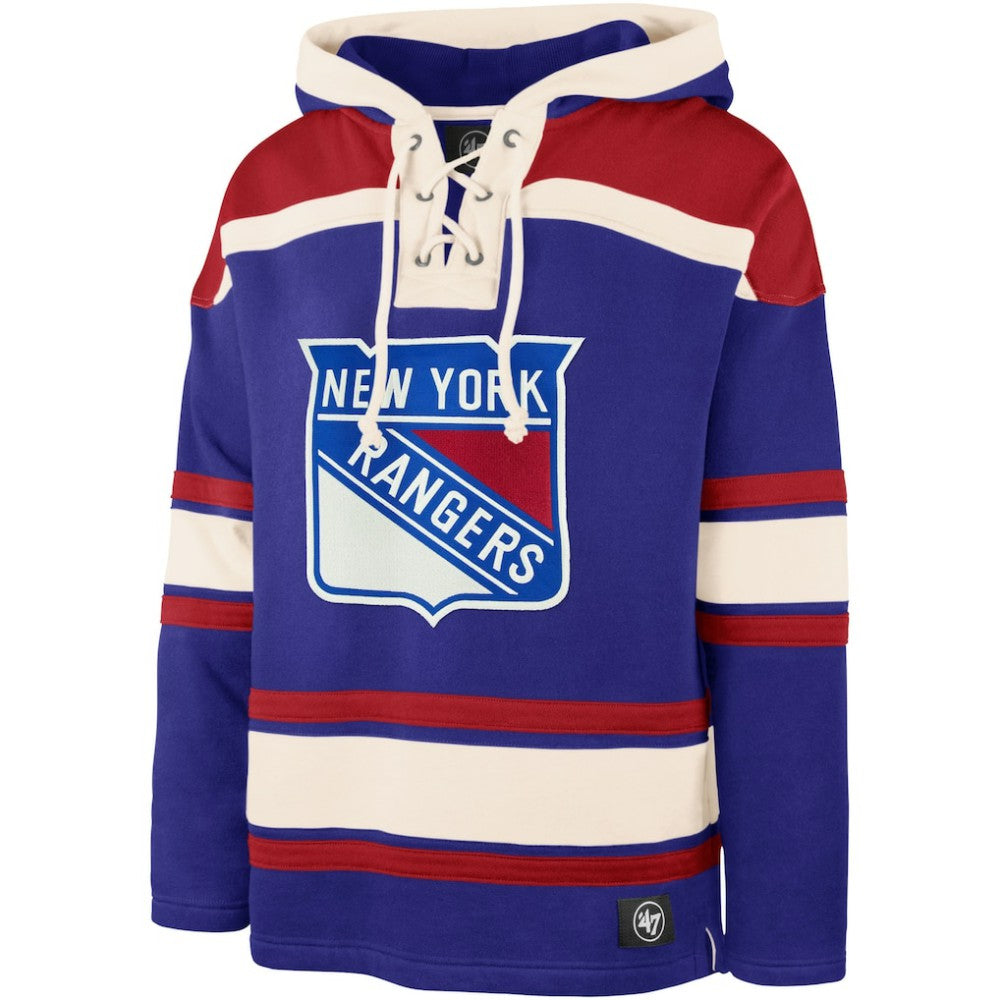 NHL Mika Zibanejad New York Rangers '47 Player Name & Number Lacer Pullover Hoodie - Blue