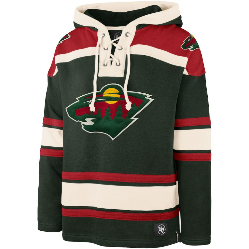 NHL Kirill Kaprizov Minnesota Wild '47 Player Name & Number Lacer Pullover Hoodie - Green