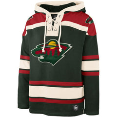 NHL Kirill Kaprizov Minnesota Wild '47 Player Name & Number Lacer Pullover Hoodie - Green