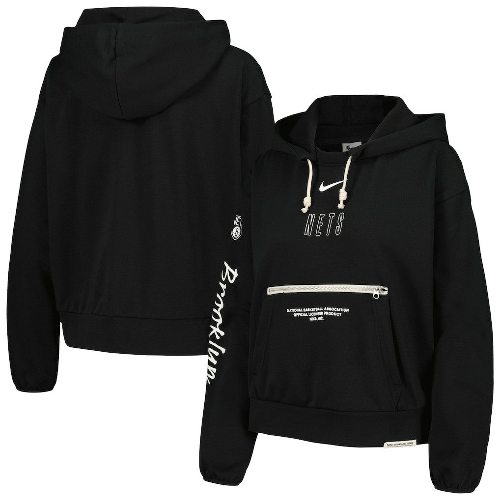 Brooklyn Nets Women's Courtside Standard Issue Performance Pullover Hoodie Black