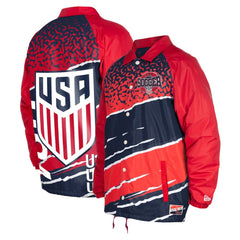 USMNT 5th & Ocean by New Era Throwback Coaches Raglan Full-Snap Jacket Navy