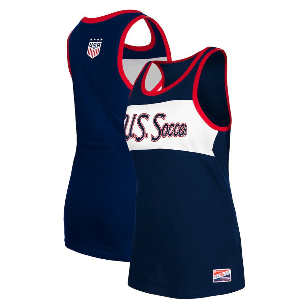 USWNT 5th & Ocean by New Era Women's Throwback Jersey Racer Tank Top Navy sale