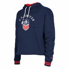 USWNT 5th & Ocean by New Era Women's Athleisure Cropped Fleece Pullover Hoodie Navy shop
