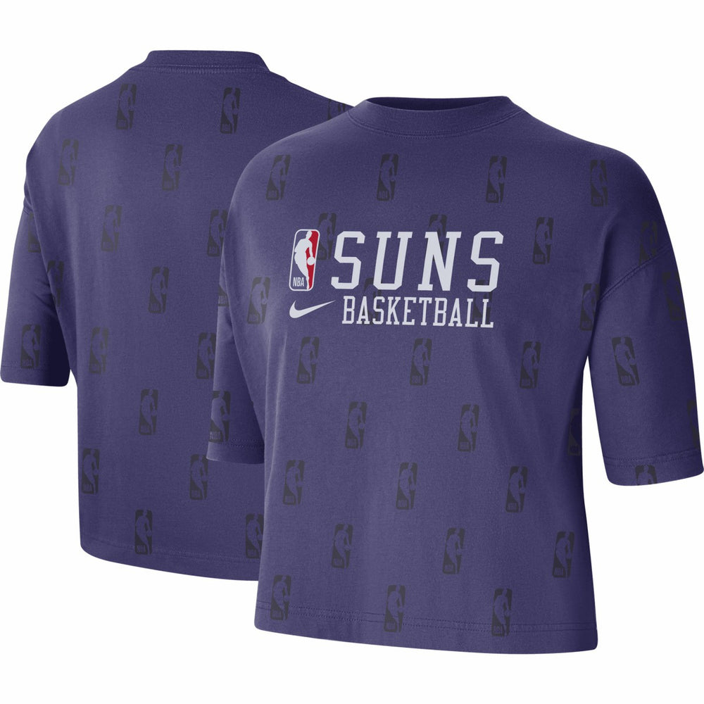 Phoenix Suns Women's Allover NBA Logo Boxy T-Shirt Purple