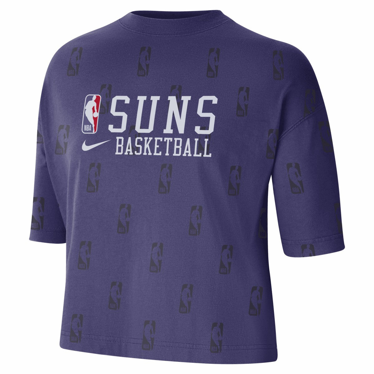 Phoenix Suns Women's Allover NBA Logo Boxy T-Shirt Purple