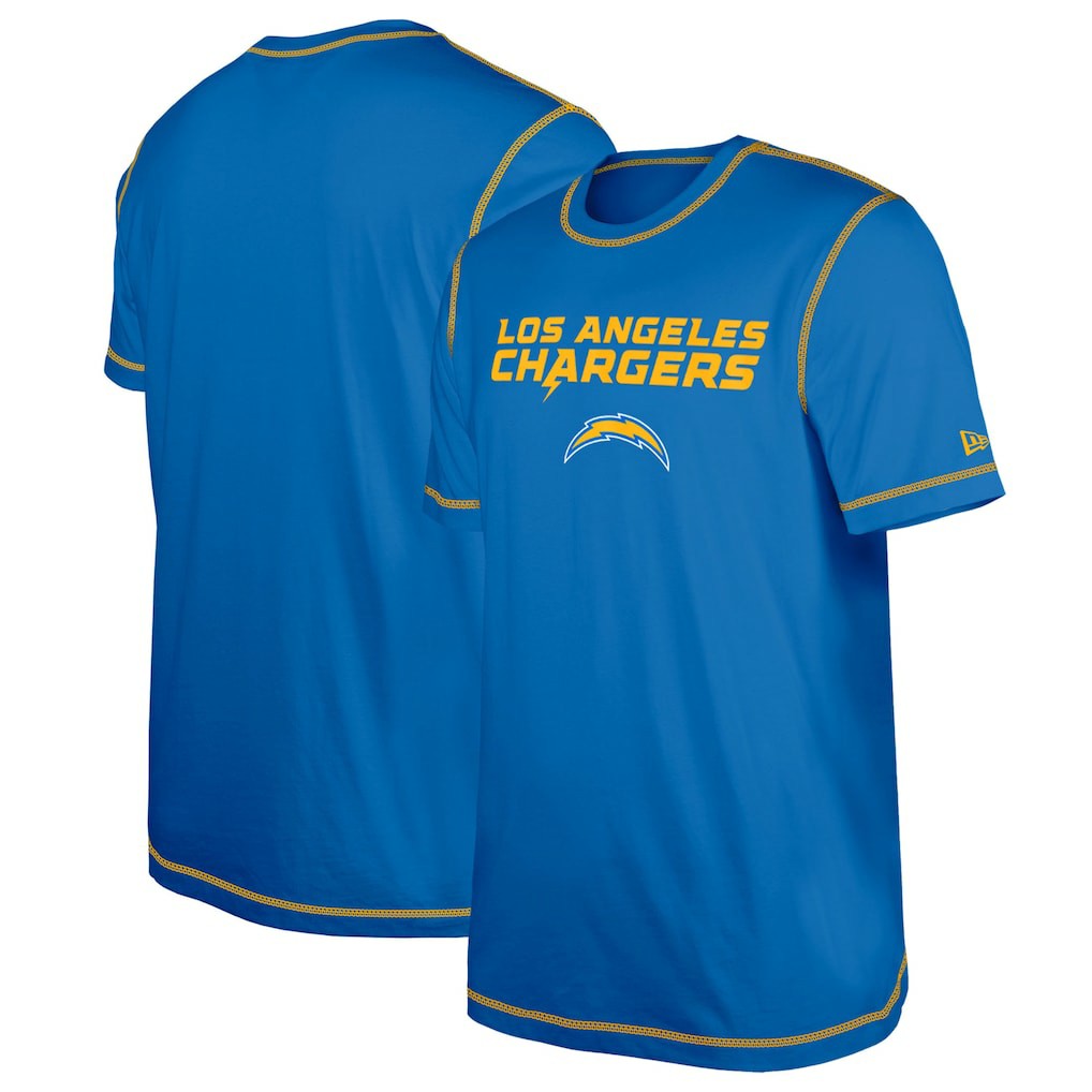 Los Angeles Chargers New Era Third Down Puff Print T-Shirt Blue