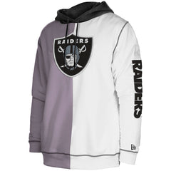 Las Vegas Raiders New Era Third Down Split Raglan Pullover Hoodie Silver/White