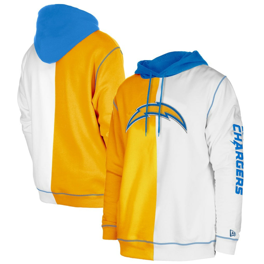 Los Angeles Chargers New Era Third Down Split Raglan Pullover Hoodie Gold/White