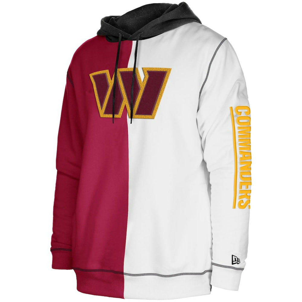 Washington Commanders New Era Third Down Split Raglan Pullover Hoodie Burgundy/White