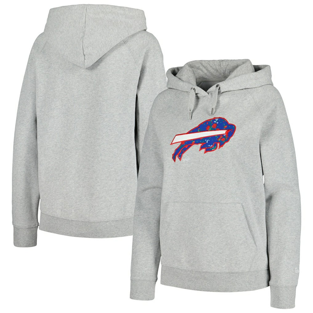 Buffalo Bills New Era Women's Floral Raglan Pullover Hoodie Gray