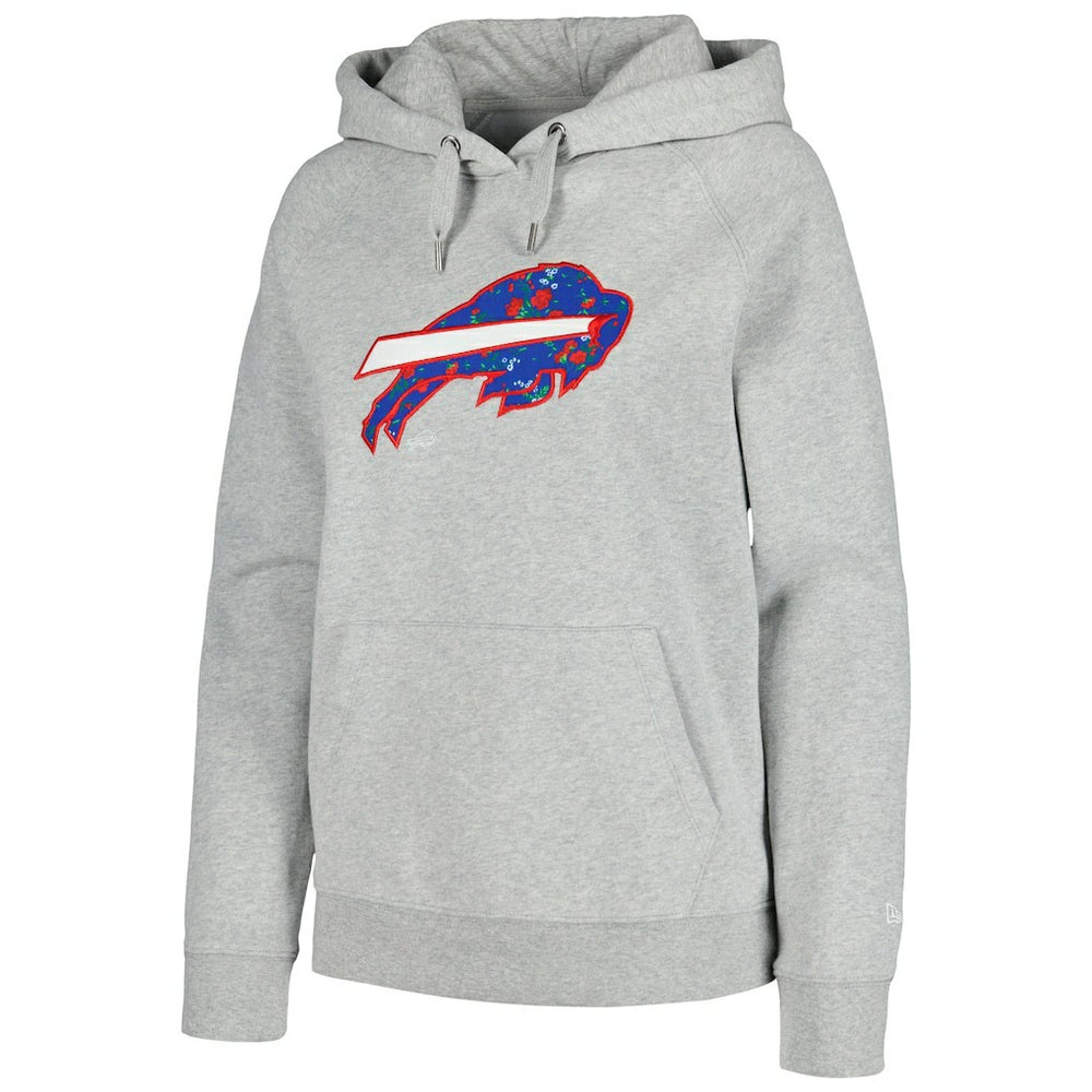 Buffalo Bills New Era Women's Floral Raglan Pullover Hoodie Gray