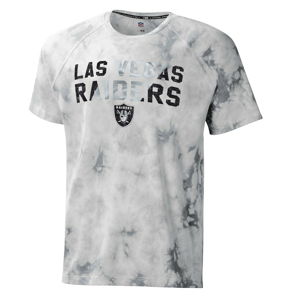 Las Vegas Raiders MSX by Michael Strahan Resolution Tie-Dye Raglan T-Shirt Gray