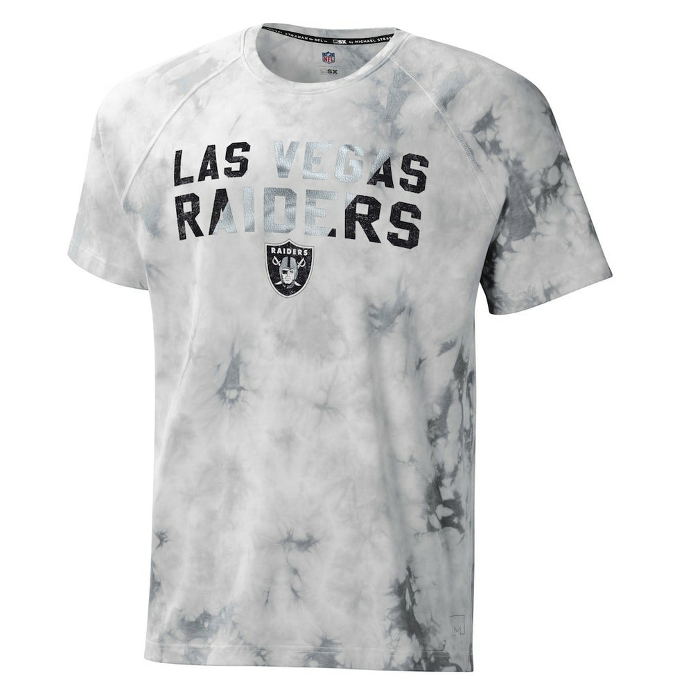 Las Vegas Raiders MSX by Michael Strahan Resolution Tie-Dye Raglan T-Shirt Gray