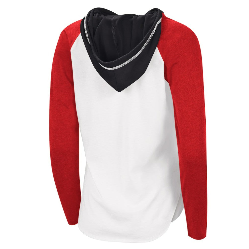 NHL Chicago Blackhawks G-III 4Her by Carl Banks Women's MVP Raglan Lightweight Hooded T-Shirt - White/Heather Red