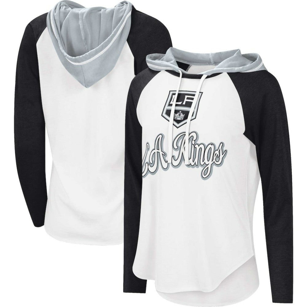 NHL Los Angeles Kings G-III 4Her by Carl Banks Women's MVP Raglan Lightweight Hooded T-Shirt - White/Black