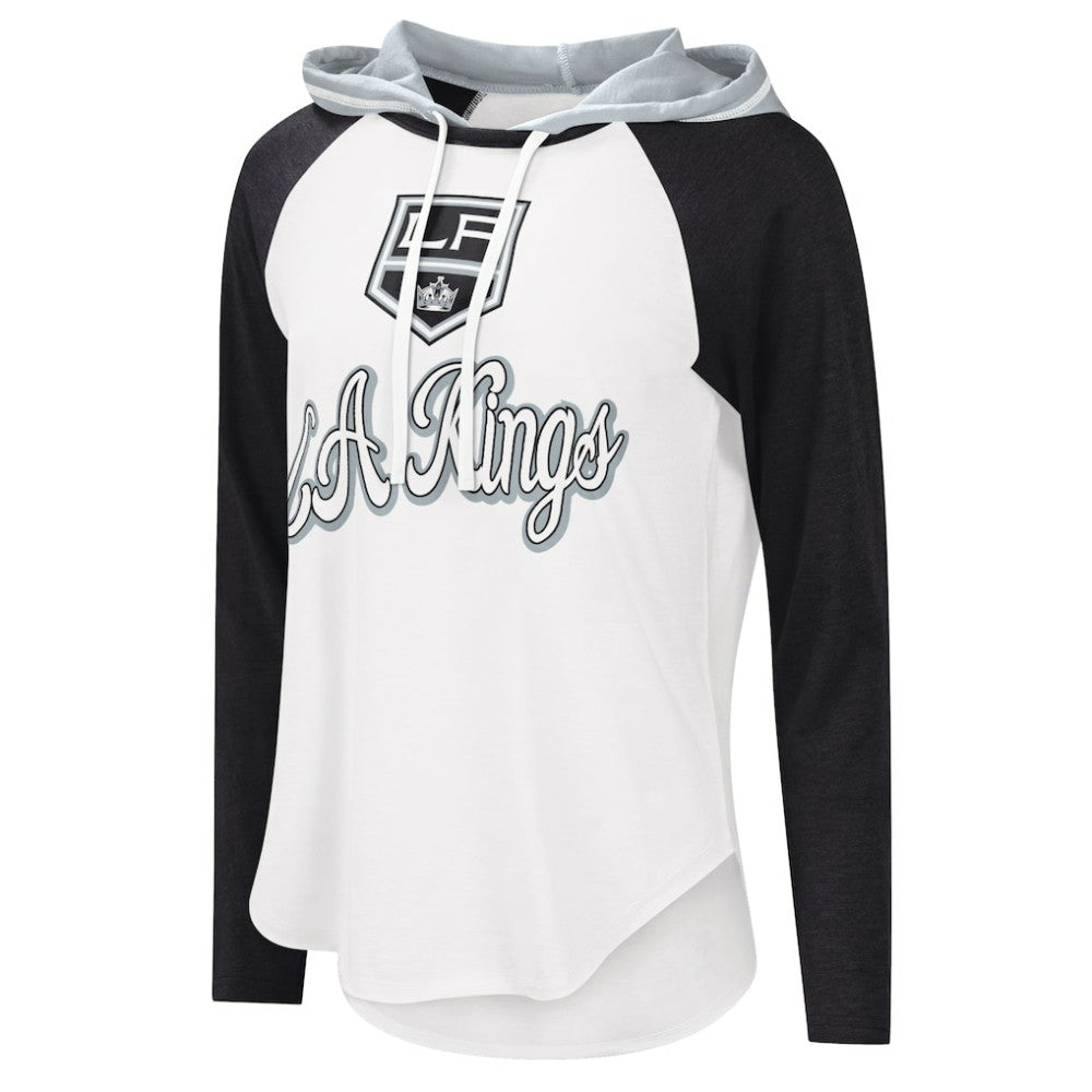 NHL Los Angeles Kings G-III 4Her by Carl Banks Women's MVP Raglan Lightweight Hooded T-Shirt - White/Black